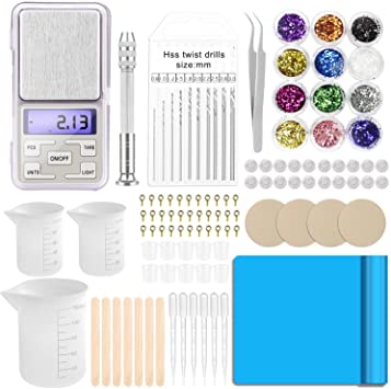 213Pcs Epoxy Resin Supplies Tools Kit, YIZRIO Resin Casting Tools Include Silicone Mat, Silicone Mixing Cups, Pin Vise, Sanding Block, Digital Scale, Mixing Sticks, Mylar Flakes