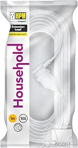 HPM Household Duty Piggy Back Extension Lead White 1m