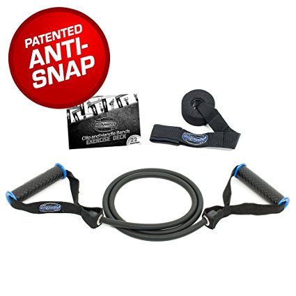 Highest Quality Handles - Upgraded Anti-Snap Gym Resistance Bands with best Handles featuring Solid ABS Cores, TPR Waffle Grip & Super Strong Nylon Webbing. Also Includes Anchor and user book