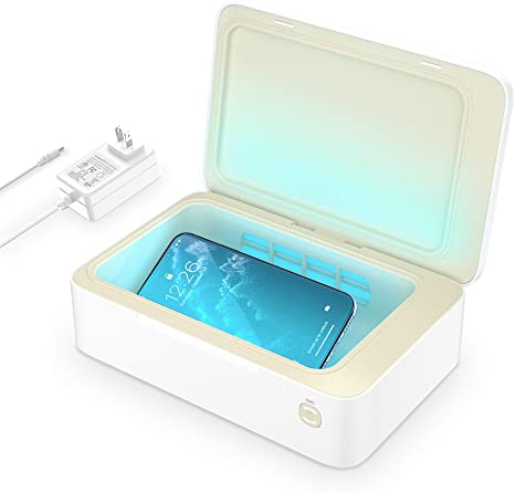 Cel Phone Sanitizer Box, Senerport Premium 2 in 1 Phone Sterilizer, 360 Degree Phone Soap Cleaner & USB-A and Type-C Outputs Charging Ports, Cleaning for Cellphone Money Toothbrushhead Razor PCMouse…