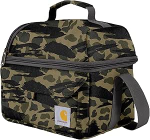 Carhartt Insulated 12 Can Two Compartment Lunch Cooler, Durable Fully-Insulated Lunch Box, Dual Compartment (Blind Duck Camo)