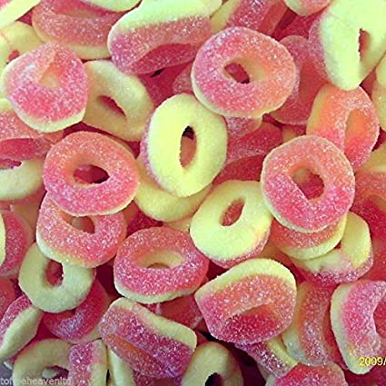 Gummy and Fizzy Rings Sweets Fruity Party Bag Wedding Favour (Fizzy Peach Small, 1000g)