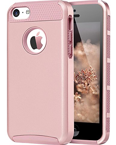 iPhone 5C Case, 5C Case, BENTOBEN 2 Layer Hybrid iPhone 5C Cover Slim Lightweight Soft TPU Inner Skin and Hard PC Bumper Heavy Duty Rugged Shockproof Case Cover for iPhone 5C, Rose Gold