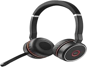 Jabra Evolve 75 SE Stereo Wireless Headset - Bluetooth Headset with Noise-Cancelling Microphone, Active Noise Cancellation - MS Teams Certified, Works with All Other Platforms - Black