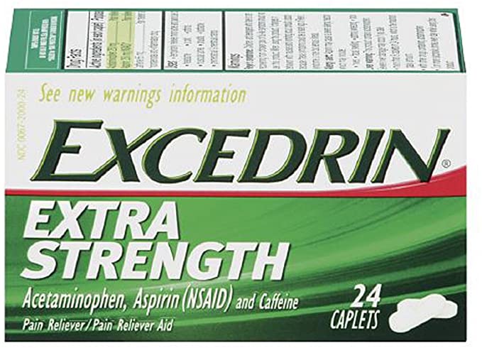 Excedrin Pain Relief Caplets, Extra Strength 24 Ea (Pack of 3)