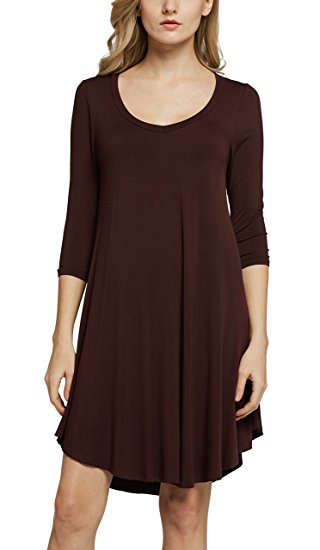 Urban CoCo Women's 3/4 Long Sleeve Casual Loose T-Shirt Dress