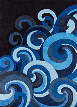 Momeni Rugs Lil' Mo Hipster Collection, Kids Themed Hand Carved & Tufted Area Rug, 5' x 7', Surf Blue