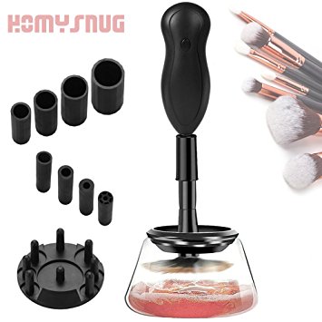 Makeup Brush Cleaner, HomySnug Electric Makeup Brushes Cleaner and Dryer, Deeply Clean and Dry in Seconds, Suit for All Size Makeup Brushes with 8 Rubber Collars