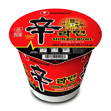 NongShim Shin Big Bowl Noodle Soup, Gourmet Spicy, 4 Ounce (Pack of 12)