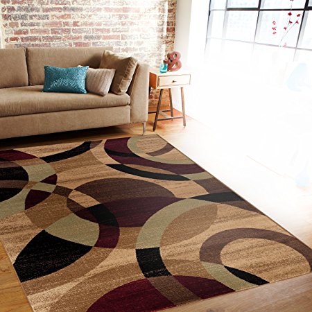 Rugshop Contemporary Modern Circles Abstract Area Rug, 7' 10" x 10' 2", Multicolor