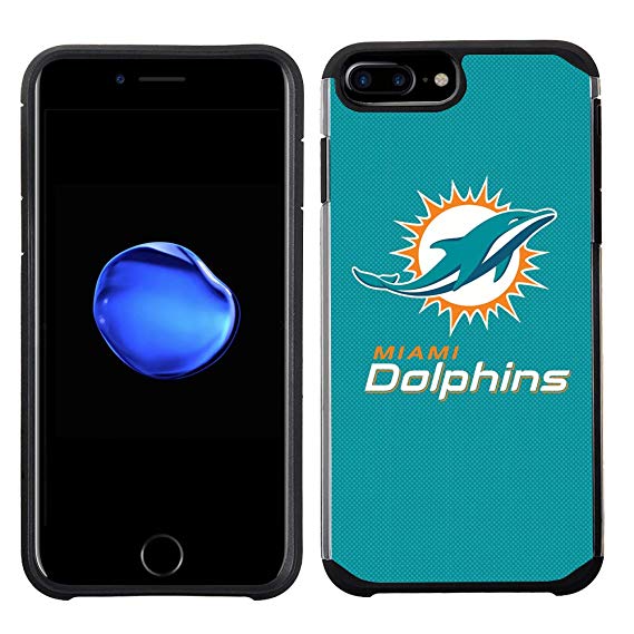 Prime Brands Group Cell Phone Case for Apple iPhone 8 Plus/iPhone 7 Plus/iPhone 6S Plus/iPhone 6 Plus - NFL Licensed Miami Dolphins Textured Solid Color