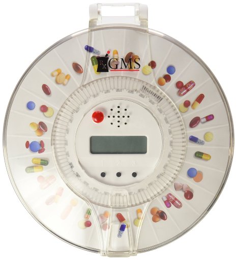 New Model - GMS Med-e-lert - 28 Day Automatic Pill Dispenser6 Alarms 6 Rings 1 Key with Clear Lid