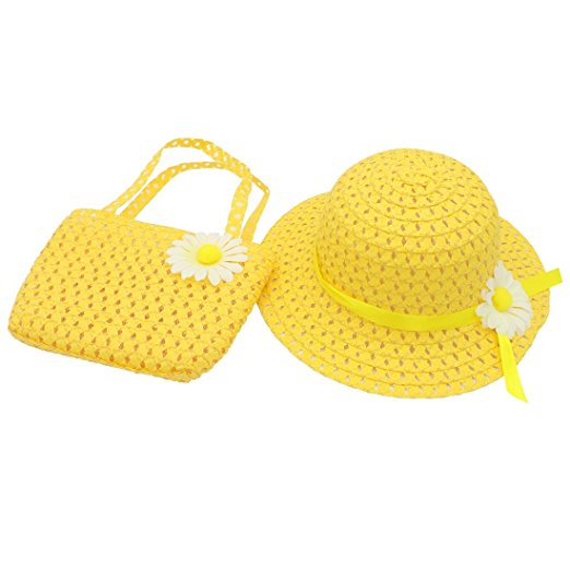 YOPINDO Baby Straw Sun Hat Beach Cap with Handbag Dress up Hat Purse Set 8 Color