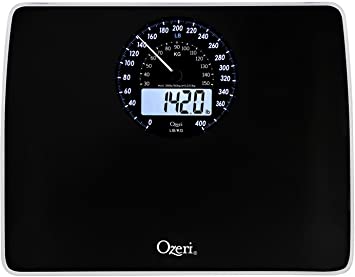 Ozeri Rev Digital Bathroom Scale with Electro-Mechanical Weight Dial, Black