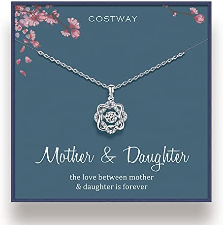 Mother Daughter Necklace - Sterling Silver Mother's Day Gift with Gift Card Box