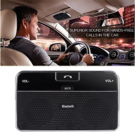 DLAND Bluetooth 4.0 Visor Handsfree In-Car Speakerphone Car kit for iPhone, Samsung, HTC and all other Cellphones