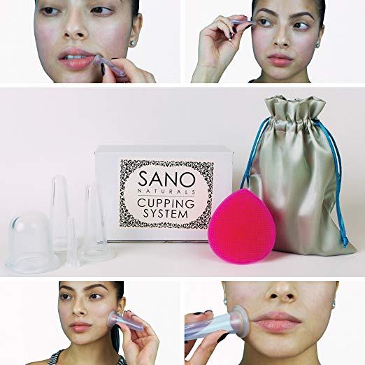 Facial Cupping Set - Natural Anti-aging Facial Massage Silicone Cups by Sano Naturals