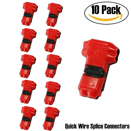 LightingWill Quick Wire Connector 10Pcs T Shape Electrical Butt Splice 18-22AWG Dual Way Terminals Kit Without Stripping