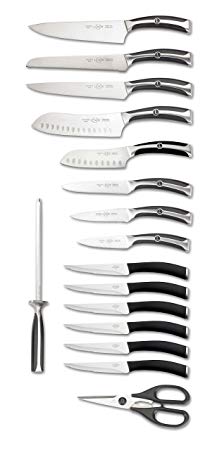 Lenox L-22510 17-Piece Bamboo Block Cutlery Set, Black