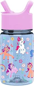 Simple Modern My Little Pony Kids Water Bottle Plastic BPA-Free Tritan Cup with Leak Proof Straw Lid | Reusable and Durable for Toddlers, Girls | Summit Collection | 12oz, Garden of Rainbows