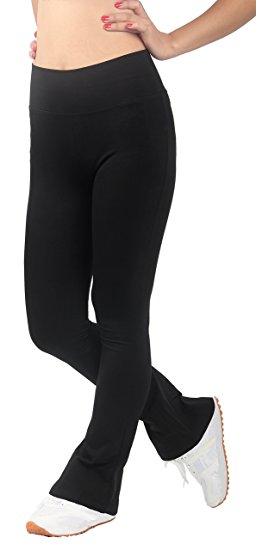 4How Boot Cut Black Capri Trousers for Women Yoga Size UK 8 10 12 14 16