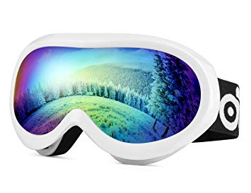 Odoland Ski Goggles for Youth, UV400 Protection and Anti-Fog Len for Children and Kid, Double Grey Spherical Lens Snowboard Goggles Perfect for Skating Skiing Snowmobiles