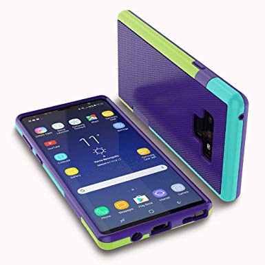 Jeylly for Galaxy Note 9 Case, Shock-Absorption 3 Color Bumper Cover Anti-Slip Rugged Soft TPU Hard PC Armor Protective Case Shell for Samsung Galaxy Note 9 (6.4 inch) - Purple