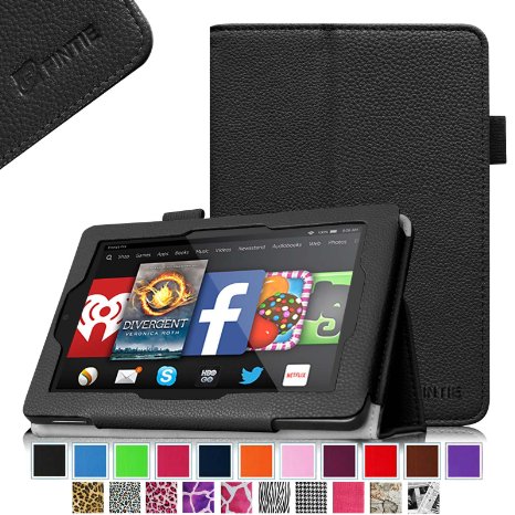 Fintie Folio Case for Fire HD 7 Tablet (2014 Oct Release) - Slim Fit Leather Standing Protective Cover with Auto Sleep/Wake Feature (will only fit Fire HD 7 4th Generation 2014 model), Black