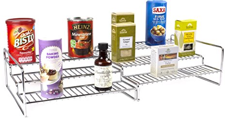 Andrew James Kitchen Cupboard Organiser, 3 Tier, Step Up Shelf, Extendable