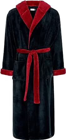 Alexander Del Rossa Mens Robe, Plush Fleece Hooded Bathrobe Men, Men's Bathrobes, Big and Tall Bath Robe for Men