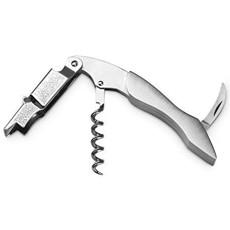 Wine Opener-Smaier Stainless Steel Handle All-in-one Wine Opener, Bottle Opener and Foil Cutter - Best Bar Wine Accessories and Gifts