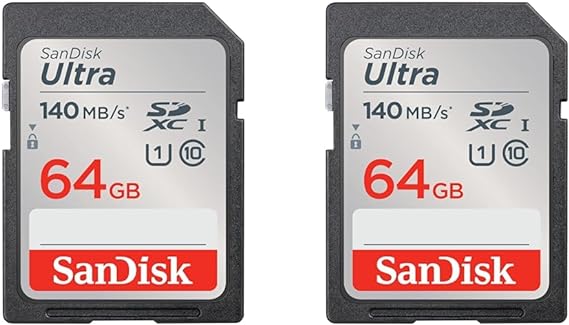 SanDisk 64GB Ultra SDXC card up to 140 MB/s with A1 App Performance UHS-I Class 10 U1 (Pack of 2)