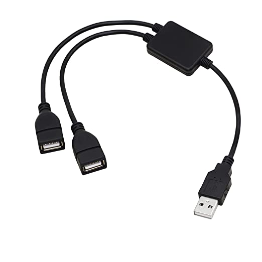 SinLoon USB Splitter Cable USB 2.0 Y Splitter Tepy-A Male to 2 Female Dual Data & Charging Cable (0.4M)