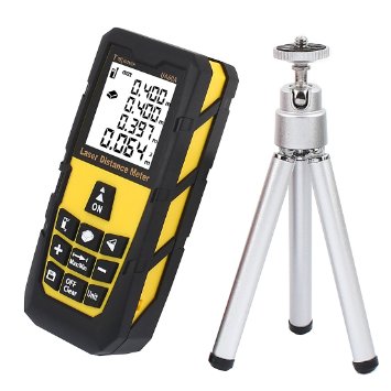 DMiotech® 196ft 60M Mini Handheld Digital Laser Distance Meter Rangefinder Measure Diastimeter Yellow with Tripod