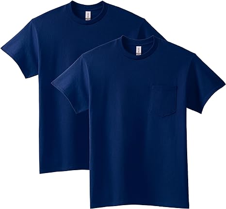 Gildan Mens Ultra Cotton Adult T-Shirt with Pocket, 2-Pack