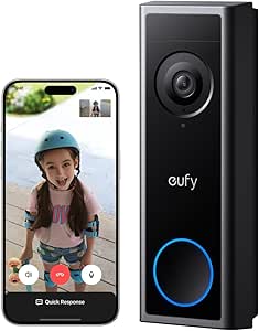 eufy Video Doorbell C30, Battery Powered, 2K FHD, 16:9 Expanded View, Easy Installation, Live Video Call, Human and Motion Detection, HomeBase S380 Compatible, No Monthly Fee