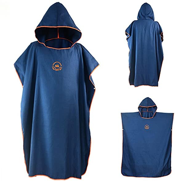 SHANNA Changing Robe Towel Hood Poncho for Surfing Swimming Wetsuit Changing,Compact & Quick Dry Beach Sunscreen Cloak,One Size Fit All (Navy blue)