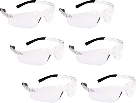 ROAR Polycarbonate Clear Safety Glasses 6 pairs,Protective Eyewear Airsoft Goggle, Anti-Fog Lens