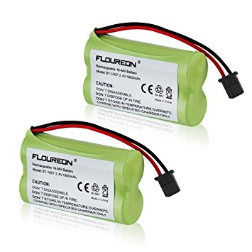Floureon 2-Pack Premium High Capacity 1800mAh Equivalent BT-1007 , Bt1007 BT-904 , BT904 , BBTY0707001 Replacement Battery