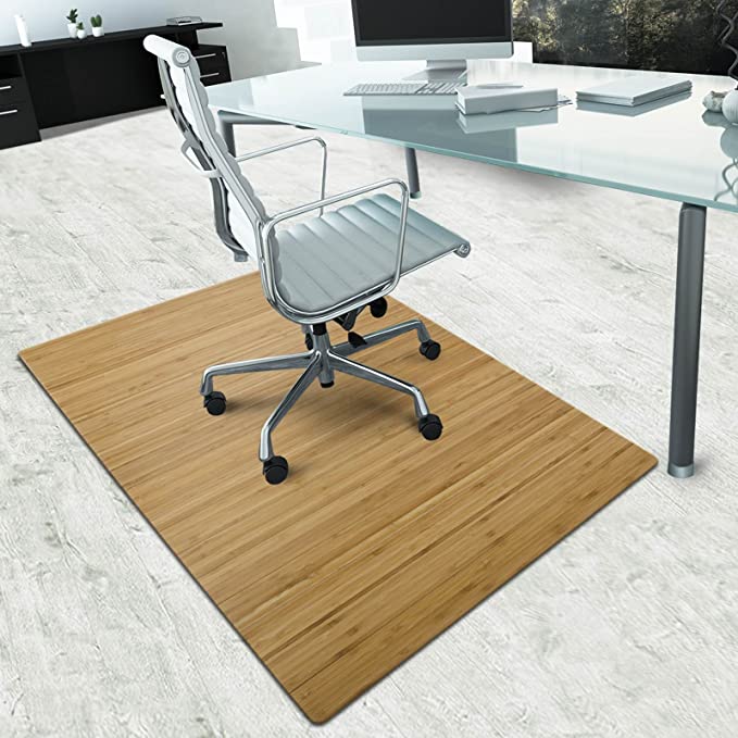 Office Marshall Chair Floor Protector – Under Chair Mat | Bamboo | Hard Floor Protector | Non-Slip | Natural - 90 x 120 cm