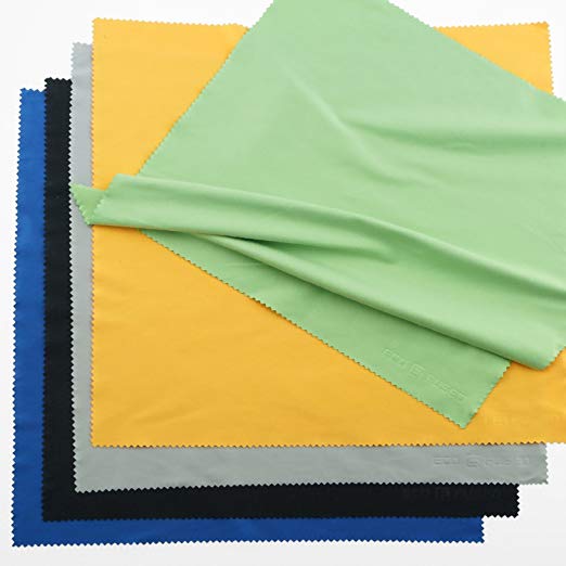 Extra Large Microfiber Cleaning Cloths - 20 Pack - 12 x 12 inch (Black, Grey, Green, Blue, Yellow)