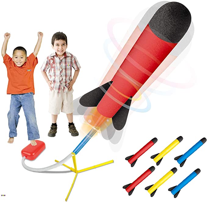 Toy Rocket Launcher - Jump Rocket Set Includes 6 Rockets - Play Rocket Soars Up to 100 Feet - Missile Launcher Best Gift for Boys and Girls - Air Rocket Great for Outdoor Play - Original