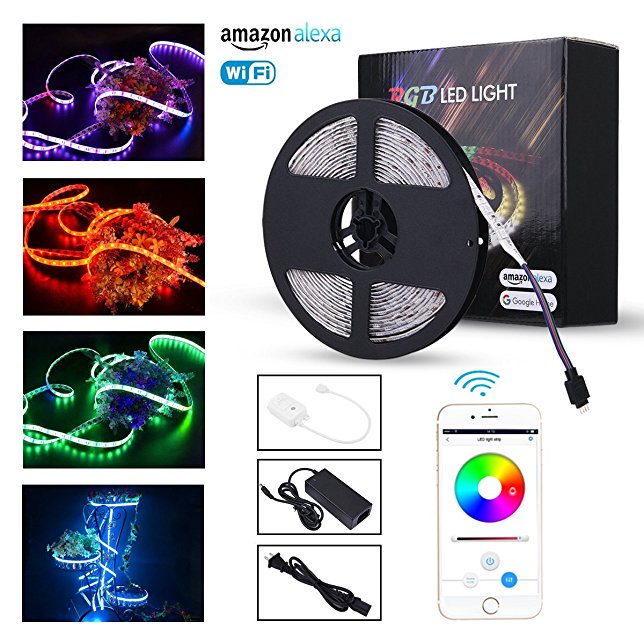 LED Light Strip, VIFLYKOO IP65 Waterproof 16.4ft Extendable Length Smart Wifi app-controlled RGB Led Light Rope, Works with Amazon Alexa(Echo, Echo dot), Google home, iOS, Android System