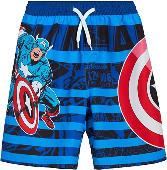 Marvel Boys’ Avengers Swim Trunk Bathing Suit - Hulk, Captain America, Iron Man (2T-12)