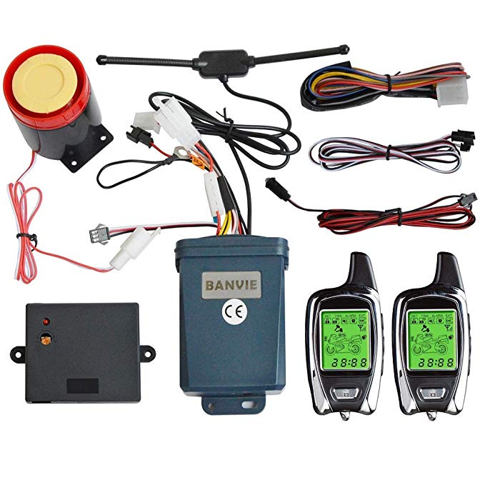 BANVIE 2 Way Motorcycle Security Alarm System with Remote Engine Start (100% Original OEM from SPY Motorcycle Alarm Factory)