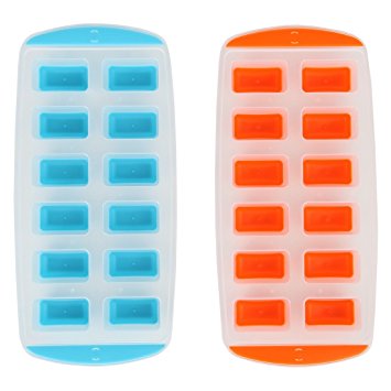 Lily's Home Ice Cube Trays with Easy Push Pop Ice Cubes. Pack of 2