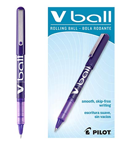 Pilot VBall Liquid Ink Roller Ball Stick Pen, Purple Ink.5mm (35210) - (Pack of 12)