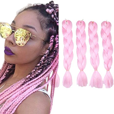 Pink Jumbo Braiding Hair Rainbow Jumbo Braiding For Twist Braiding Jumbo Braids Salon Crochet Twist Braiding Kanekalon Hair Extensions 24Inch 5Pcs/Lot 100g/Pc