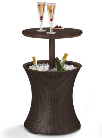 Keter Rattan Patio Pool Cooler Table, Brown