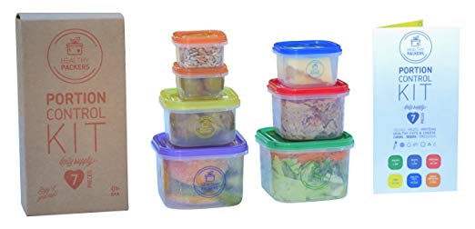 Portion Control Container Kit with COMPLETE GUIDE, 100% Leak Proof, Multi-colored System (7 container set)